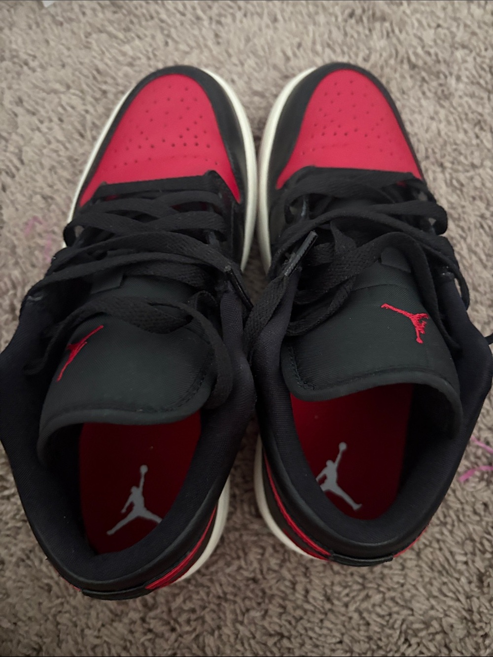 Jordan Low-Top Sneakers in Black and Red